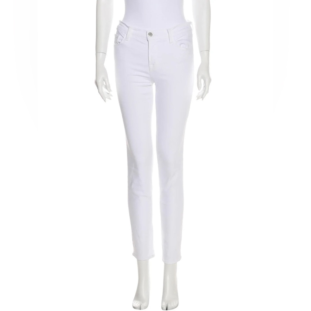 J Brand white mid-rise skinny jeans 27